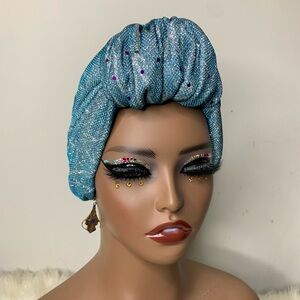 Sparkling Blue Turban Headwrap
